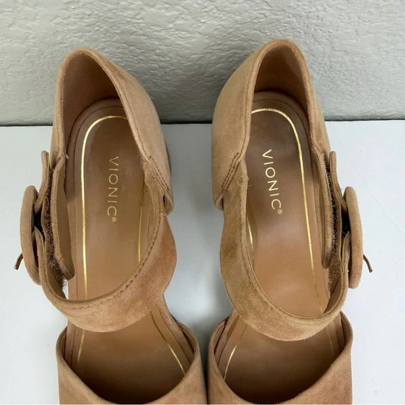 Vionic Women’s Chardonnay Suede Leather Heels Sandals Size 9.5 - Picture 4 of 11